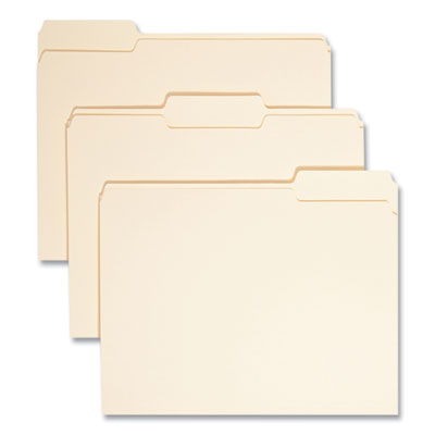 SMEAD MANUFACTURING CO. Manila File Folders, 1/3-Cut Tabs: Assorted, Letter Size, 0.75" Expansion, Manila, 100/Box - OrdermeInc