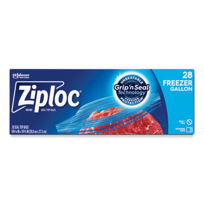 Ziploc® Zipper Freezer Bags, 1 gal, 2.7 mil, 9.6" x 12.1", Clear, 28/Box - OrdermeInc
