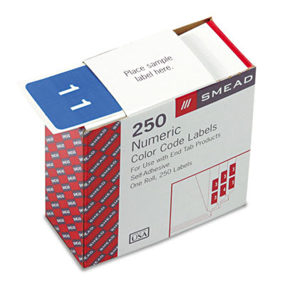 Smead™ Numerical End Tab File Folder Labels, 1, 1.5 x 1.5, Light Blue, 250/Roll OrdermeInc OrdermeInc