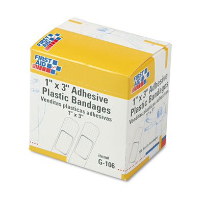 Plastic Adhesive Bandages, 1 x 3, 100/Box OrdermeInc OrdermeInc