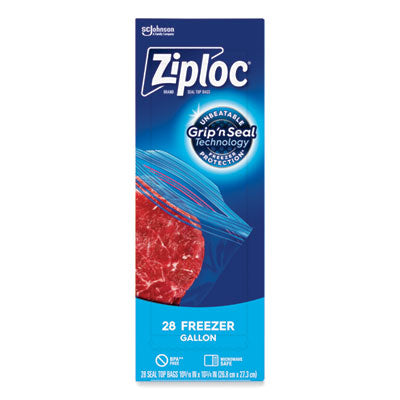Ziploc® Zipper Freezer Bags, 1 gal, 2.7 mil, 9.6" x 12.1", Clear, 28/Box - OrdermeInc