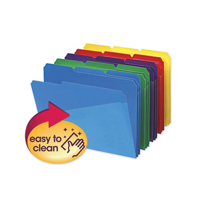SMEAD MANUFACTURING CO. Poly Colored File Folders With Slash Pocket, 1/3-Cut Tabs: Assorted, Letter Size, 0.75" Expansion, Assorted Colors, 30/Box - OrdermeInc