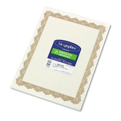 Parchment Paper Certificates, 8.5 x 11, Optima Gold with White Border, 25/Pack OrdermeInc OrdermeInc