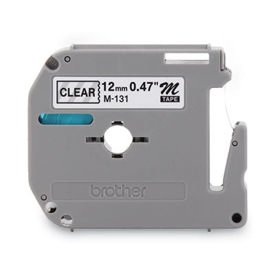 Brother P-Touch® M Series Tape Cartridge for P-Touch Labelers, 0.47" x 26.2 ft, Black on Clear - OrdermeInc