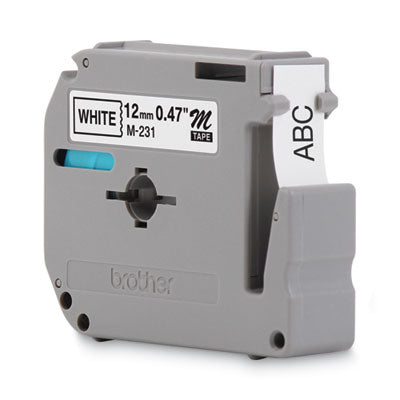 Brother P-Touch® M Series Tape Cartridge for P-Touch Labelers, 0.47" x 26.2 ft, Black on White - OrdermeInc