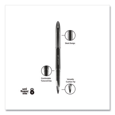 uniball® AIR Porous Gel Pen, Stick, Medium 0.7 mm, Black Ink, Black Barrel, 3/Pack - OrdermeInc