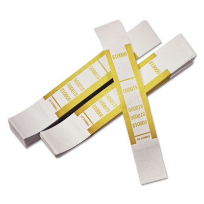 Iconex™ Self-Adhesive Currency Straps, Mustard, $10,000 in $100 Bills, 1000 Bands/Pack - OrdermeInc
