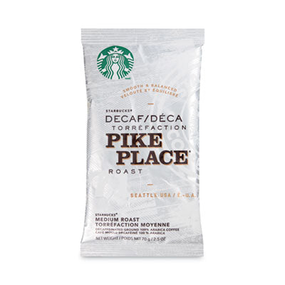 STARBUCKS COFFEE COMPANY Coffee, Pike Place Decaf, 2 1/2 oz Packet, 18/Box - OrdermeInc
