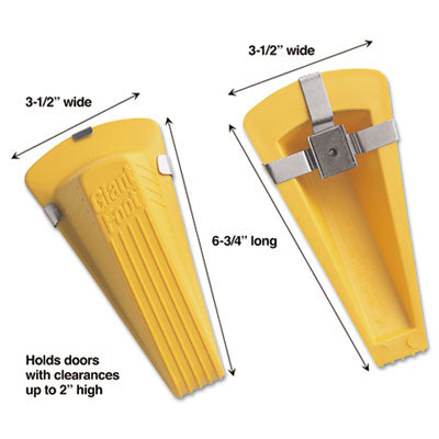 Master Caster® Giant Foot Magnetic Doorstop, No-Slip Rubber Wedge, 3.5w x 6.75d x 2h, Yellow - OrdermeInc