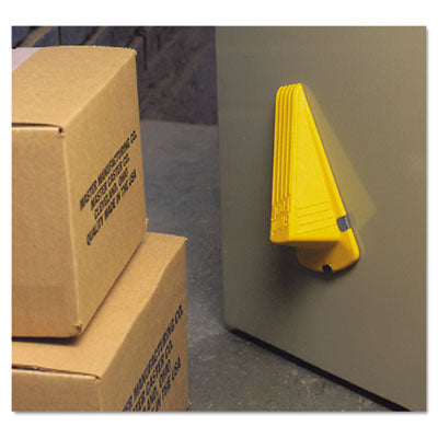 Master Caster® Giant Foot Magnetic Doorstop, No-Slip Rubber Wedge, 3.5w x 6.75d x 2h, Yellow - OrdermeInc