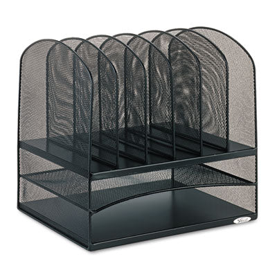 Safco® Onyx Mesh Desk Organizer with Two Horizontal and Six Upright Sections, Letter Size Files, 13.25" x 11.5" x 13", Black OrdermeInc OrdermeInc