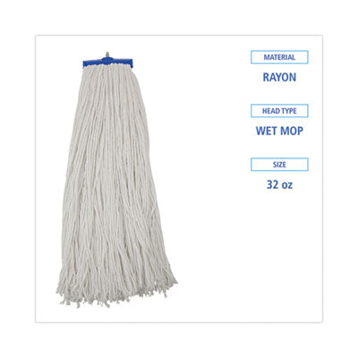 BOARDWALK Mop Head, Economical Lie-Flat Head, Rayon Fiber, 32-Oz., White, 12/Carton - OrdermeInc