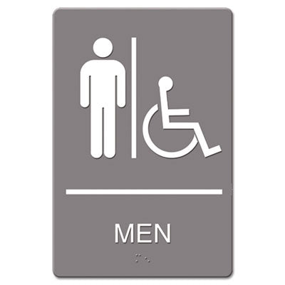 Headline® Sign ADA Sign, Men Restroom Wheelchair Accessible Symbol, Molded Plastic, 6 x 9, Gray OrdermeInc OrdermeInc