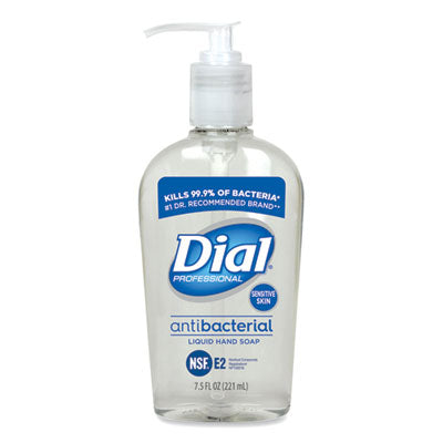 DIAL PROFESSIONAL Antibacterial Liquid Hand Soap for Sensitive Skin, Floral, 7.5 oz Pump, 12/Carton - OrdermeInc