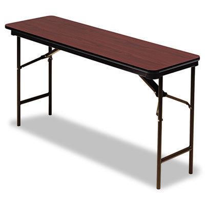 OfficeWorks Commercial Wood-Laminate Folding Table, Rectangular, 60" x 18" x 29", Mahogany Top, Brown Base OrdermeInc OrdermeInc