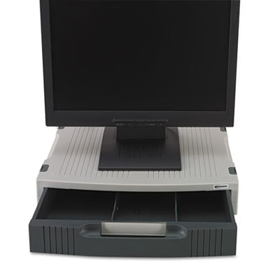 Basic LCD Monitor/Printer Stand, 15" x 11" x 3", Charcoal Gray/Light Gray OrdermeInc OrdermeInc