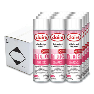 CLAIRE MANUFACTURING COMPANY Spray Q Disinfectant, Country Fresh Scent, 17 oz Aerosol Spray, Dozen - OrdermeInc