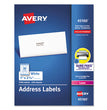 AVERY PRODUCTS CORPORATION White Address Labels w/ Sure Feed Technology for Laser Printers, Laser Printers, 1 x 2.63, White, 30/Sheet, 250 Sheets/Box