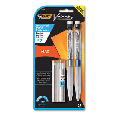 Velocity Max Pencil, 0.5 mm, HB (#2), Black Lead, Gray Barrel, 2/Pack OrdermeInc OrdermeInc