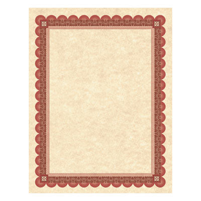 Parchment Certificates, Academic, 8.5 x 11, Copper with Red/Brown Border, 25/Pack OrdermeInc OrdermeInc