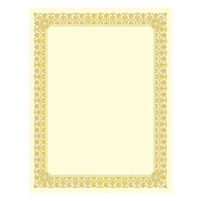 Premium Certificates, 8.5 x 11, Ivory/Gold with Fleur Gold Foil Border, 15/Pack - OrdermeInc