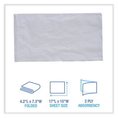 BOARDWALK Dinner Napkin, 2-Ply, 17 x 15, White, 100/Pack, 30 Packs/Carton - OrdermeInc