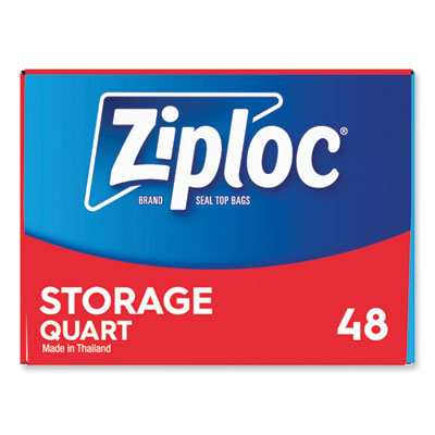 Ziploc® Double Zipper Storage Bags, 1 qt, 1.75 mil, 9.63" x 8.5", Clear, 9/Carton OrdermeInc OrdermeInc