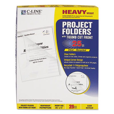 C-LINE PRODUCTS, INC Poly Project Folders, Letter Size, Clear, 25/Box - OrdermeInc