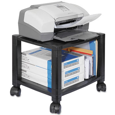 Kantek Height-Adjustable Under-Desk Printer Cart, Plastic, 2 Shelves, 75 lb Capacity, 17" x 13.25" x 14.13", Black OrdermeInc OrdermeInc