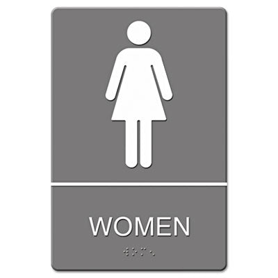 Headline® Sign ADA Sign, Women Restroom Symbol w/Tactile Graphic, Molded Plastic, 6 x 9, Gray OrdermeInc OrdermeInc