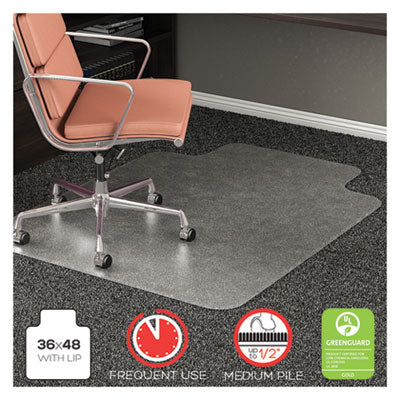 RollaMat Frequent Use Chair Mat, Med Pile Carpet, Flat, 36 x 48, Lipped, Clear OrdermeInc OrdermeInc