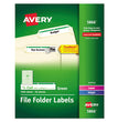 AVERY PRODUCTS CORPORATION Permanent TrueBlock File Folder Labels with Sure Feed Technology, 0.66 x 3.44, White, 30/Sheet, 50 Sheets/Box
