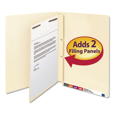 Self-Adhesive Folder Dividers with Twin-Prong Fasteners for Top/End Tab Folders, 1 Fastener, Letter Size, Manila, 100/Box OrdermeInc OrdermeInc