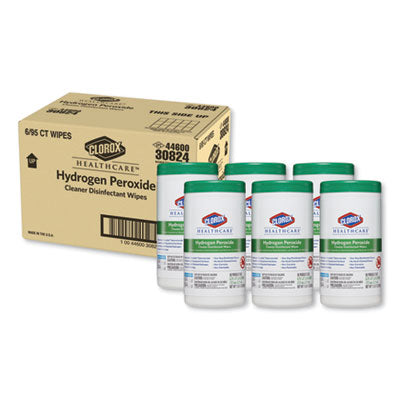 Hydrogen Peroxide Cleaner Disinfectant Wipes, 9 x 6.75, Unscented, White, 95/Canister, 6 Canisters/Carton OrdermeInc OrdermeInc