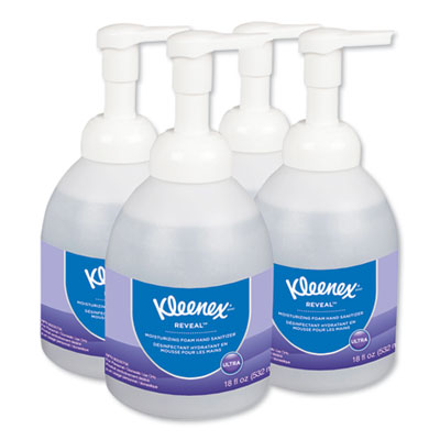 Kleenex® Reveal Ultra Moisturizing Foam Hand Sanitizer, 18 oz Bottle, Fragrance-Free, 4/Carton - OrdermeInc