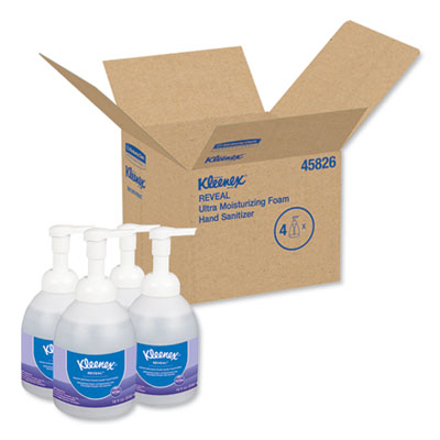 Kleenex® Reveal Ultra Moisturizing Foam Hand Sanitizer, 18 oz Bottle, Fragrance-Free, 4/Carton - OrdermeInc