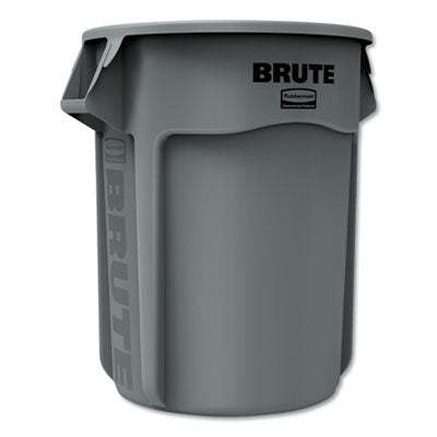 RUBBERMAID COMMERCIAL PROD. Vented Round Brute Container, 55 gal, Plastic, Gray - OrdermeInc