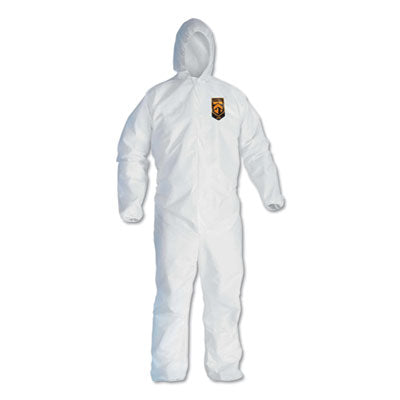 KleenGuard™ A40 Elastic-Cuff and Ankle Hooded Coveralls, Large, White, 25/Carton - OrdermeInc