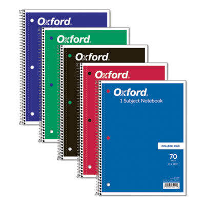 Coil-Lock Wirebound Notebooks, 3-Hole Punched, 1-Subject, Medium/College Rule, Randomly Assorted Covers, (70) 10.5 x 8 Sheets - OrdermeInc