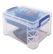 ADVANTUS CORPORATION Super Stacker Divided Storage Box, 5 Sections, 7.5" x 10.13" x 6.5", Clear/Blue