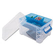 ADVANTUS CORPORATION Super Stacker Divided Storage Box, 5 Sections, 7.5" x 10.13" x 6.5", Clear/Blue
