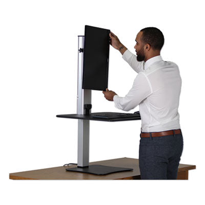 High Rise Electric Standing Desk Workstation, Single Monitor, 28" x 23" x 20.25", Black/Aluminum, Ships in 1-3 Business Days OrdermeInc OrdermeInc