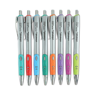 Universal™ Comfort Grip Gel Pen, Retractable, Medium 0.7 mm, Assorted Ink and Barrel Colors, 8/Pack - OrdermeInc