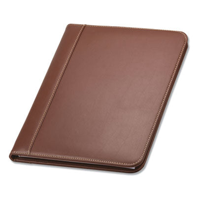 SAMSILL CORPORATION Contrast Stitch Leather Padfolio, 8 1/2 x 11, Leather, Tan