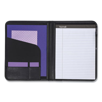 SAMSILL CORPORATION Professional Padfolio, Storage Pockets/Card Slots, Writing Pad, Black - OrdermeInc