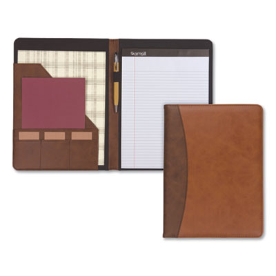 Two-Tone Padfolio with Spine Accent, 10.6w x 14.25h, Polyurethane, Tan/Brown OrdermeInc OrdermeInc