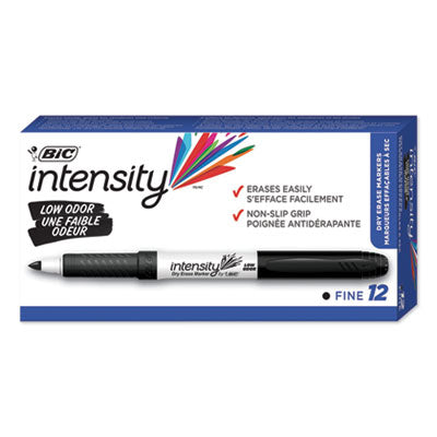 BIC CORP. Intensity Low Odor Fine Point Dry Erase Marker, Fine Bullet Tip, Black, Dozen