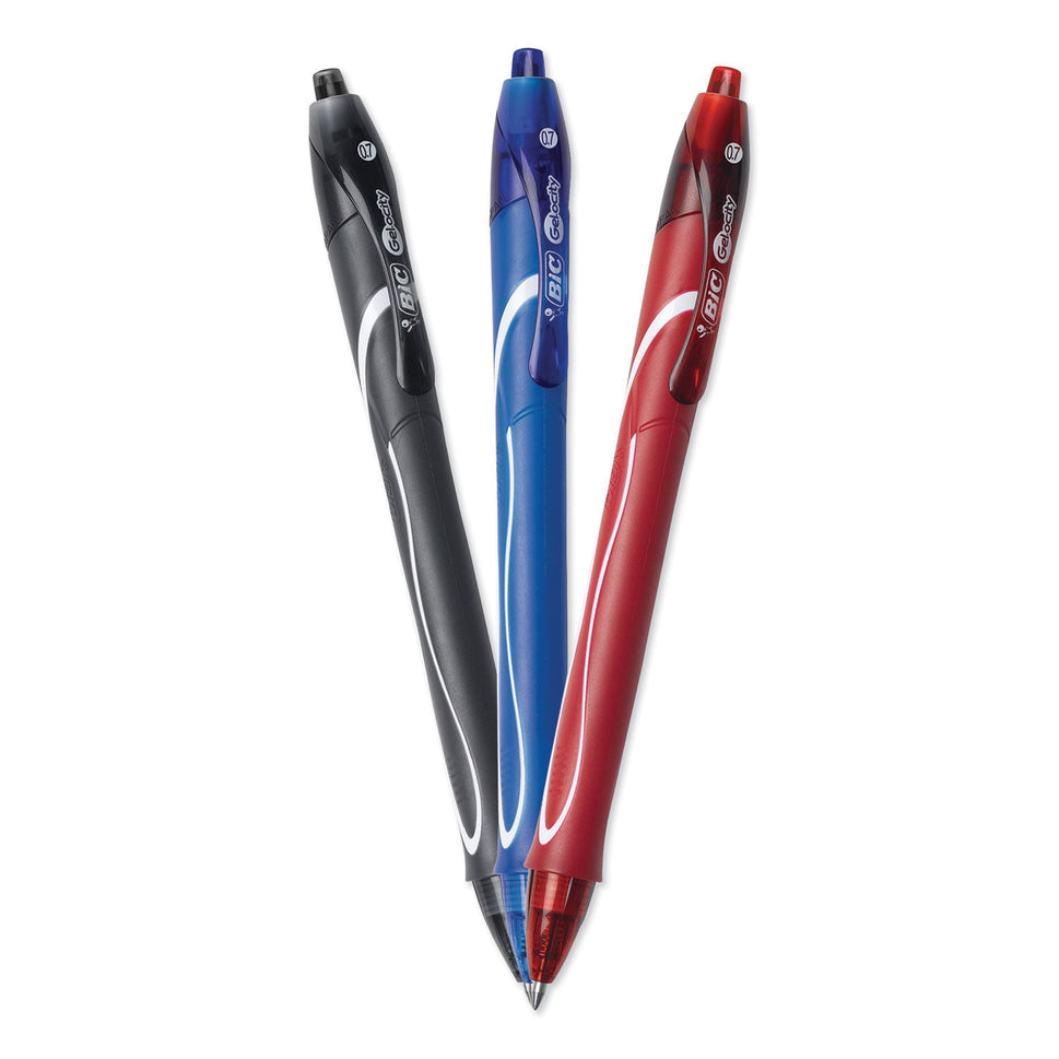 BIC CORP. Gel-ocity Quick Dry Gel Pen, Retractable, Fine 0.7 mm, Three Assorted Ink and Barrel Colors, Dozen