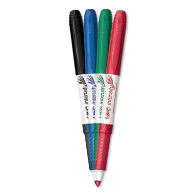 BIC CORP. Intensity Low Odor Fine Point Dry Erase Marker, Fine Bullet Tip, Assorted Colors, 4/Set