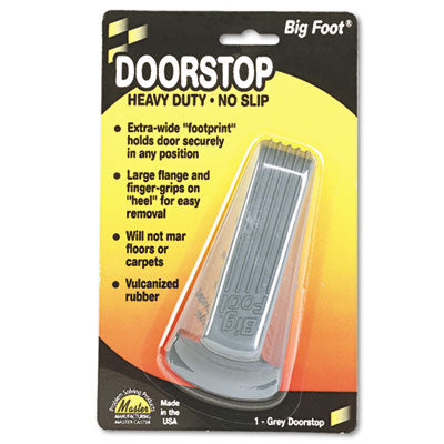 MASTER CASTER COMPANY Big Foot Doorstop, No Slip Rubber Wedge, 2.25w x 4.75d x 1.25h, Gray - OrdermeInc